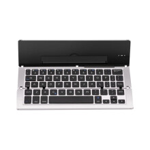 Mini Portable Wireless Bluetooth Keyboard Aluminum Alloy Foldable Rechargeable Keyboard Travel Office Home With Stand