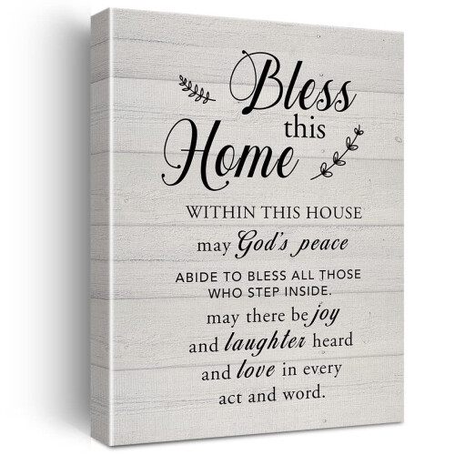 Bless This Home Canvas Poster – Rustic Wall Art, 1.5cm