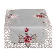 Chemin de table brodé de fleurs, carré de 57 x 57 cm, nappe classique en dentelle, décoration de table pour la Saint-Valentin, idéale pour table
