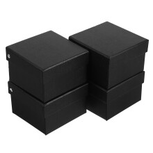 Lot de 4 boîtes noires élégantes pour cravates, foulards et accessoires.