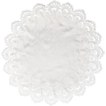 Napperon rond 61 cm (24 po) en jacquard blanc bordé de dentelle – Décoration élégante pour la maison, la commode et la salle à manger –