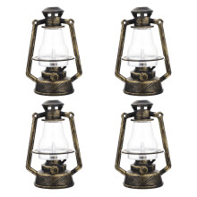 Lot de 4 mini lanternes à pétrole LED décoratives, en plastique, portables, pour Noël et la famille