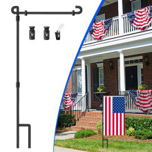 Double-Sided Garden Flagpole with Wind & Spring Clips – Ideal for Independence Day & Year-Round Outdoor Decor