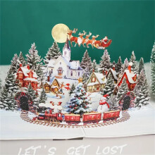 Carte de Noël 3D pop-up avec enveloppe Père Noël Bonhomme de neige Sapin