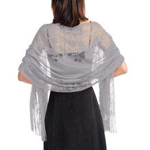 Xale feminino Gkeoshab em renda transparente, leve e elegante para usar com vestidos, lenço de noiva vazado, perfeito para festas, casamentos e