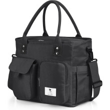 Sac à lunch isotherme pour adultes, noir, à large ouverture et étanche.