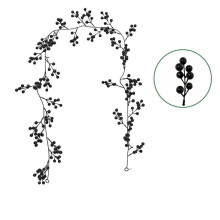 Guirlanda artificial de 1,75 m com frutinhas vermelhas, guirlanda natalina preta com frutinhas para árvore, lareira, decoração de Natal para