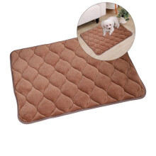 Tapis de couchage plat Yoloke pour chien, avec fond antidérapant, lavable en machine, pour cage de transport (couleur café)
