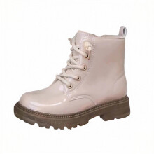 Girls Soft Sole Ankle Boots, Matte Finish, Comfortable Everyday Wear, Toddler Boots Z02 Beige, 8-9 Years, Compatible with Kids' Feet