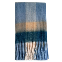 Cachecol xadrez nórdico feminino, extra macio e volumoso, ideal para looks de outono e inverno.
