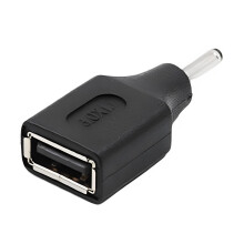 Adattatore di ricarica da USB A femmina a connettore maschio da 2,5x0,7 mm, 3,5x1,35 mm, 4,0x1,7 mm e 5,5x2,5 mm con spina di alimentazione.