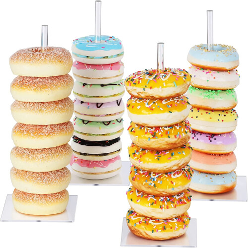Suporte para donuts em acrílico, pacote com 4 unidades de 30 cm (12 polegadas)