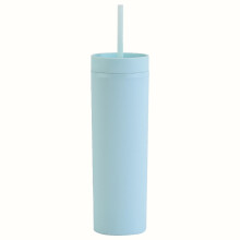 16oz (ca. 473 ml) schlanker, doppelwandiger Kunststoffbecher – wiederverwendbarer Reisebecher mit Deckel für Kaffee, Wasserflasche, Pendeln und