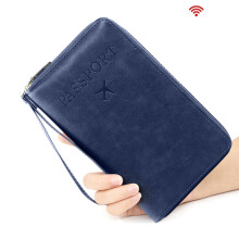 Multi-Functional Passport and Travel Wallet, RFID Blocking Document Organizer for Tickets and IDs for Men and Women, Dark Blue