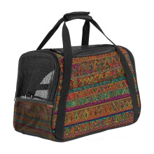 Exotic Bohemian Geometry Portable Dog Carrier Bag & Cozy Cat Carrying Case for Small Pets,Puppy Soft-Sided Pet Travel Bag