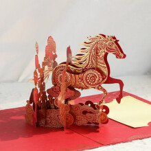 Cartão de felicitações com cavalo em relevo 3D e detalhes em folha de ouro – 1 unidade