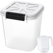 Conteneur de stockage de riz HANAMYA 20LB avec verre doseur, sans BPA, pour riz, céréales, aliments pour animaux et farine, 1 unité, transparent