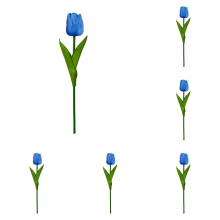 Artificial Purple Tulips 13.4 in, Real-Touch PU, 6 Pack