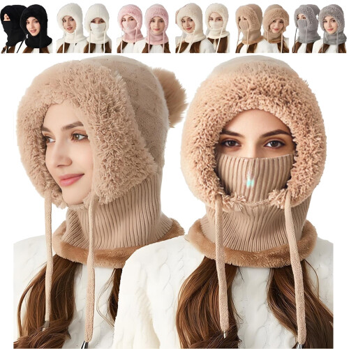 Cappello/balaclava da donna 3 in 1 con sciarpa e maschera