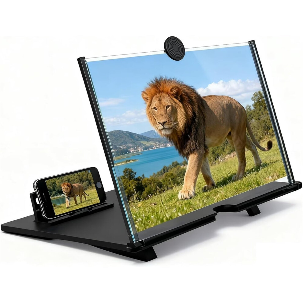 Foldable 3D Hd Screen Magnifier Stand For Smartphones Â 12" Compatible With All Smartphones Black 9083649241042