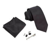 Men Necktie Set with Pocket Square Cufflinks Tie Clip for Business Formal Office Meeting Wedding Tie Set Accessories