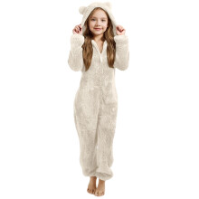Girls Fleece Hooded Romper Jumpsuit soft comfortable With Ears Soft Warm Winter Pajamas Play Costume For Toddler Kids