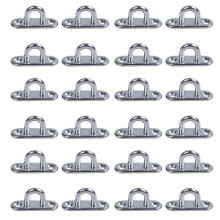 24pcs 5mm 304 Stainless Steel Oblong Pad Eye Plate Staple Ring Hook