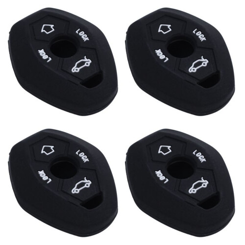 4X 3 Button Remote Key Fob Silicone Case Cover for  E46 E39 E63 E36 E81X5 Z3 Z4, Black