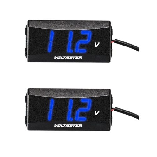 2X Motorcycle  LED Digital Voltmeter Monitor Panel Meter Voltage Tester Reverse Connection Protection 12V-80V