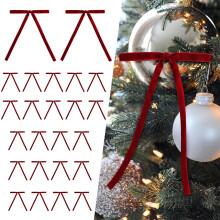 24 fiocchi in velluto rosso per decorazioni natalizie, ghirlande e decorazioni per alberi di Natale, con laccetti.