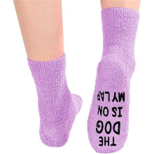 Dog Mom Dad Gifts, Cozy Non-Slip Fuzzy Socks for Dog Lovers, Funny Christmas Birthday Gifts for Women Men, Purple