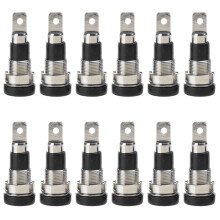 12 stk. 4 mm bananfatning, hun-adapter, panelmontering, bindingsstolpe, tilslutning til lydenheder