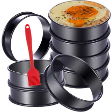 16 inele antiaderente pentru crumpet, inele pentru brioșe englezești din oțel inoxidabil de 10 cm – Compatibile cu toate plitele și cuptoarele