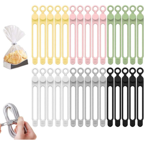 Siliconen kabelbinders met drukknoopsluiting – 20 stuks