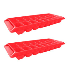 Lot de 2 grands moules à glaçons rouges format fête (16 cavités), en plastique, pour punch et cocktails, facile à démouler (30,5 x 12,5 x 5 cm).
