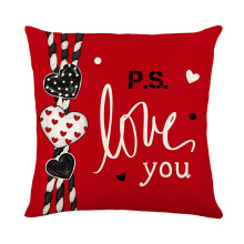 Housse de coussin à motifs de cœurs pour la Saint-Valentin, 45 x 45 cm, style champêtre, pour canapé/fauteuil, 1 pièce (C)
