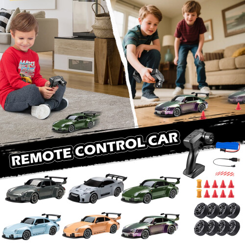 1: Coche de derrape RC 24 con luces LED, 2,4 GHz, 20 km/h, 2