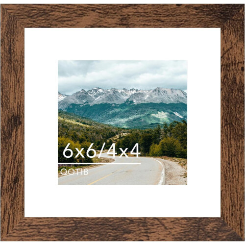 6x6 Wood Picture Frame Deep Brown with 4x4 Mat