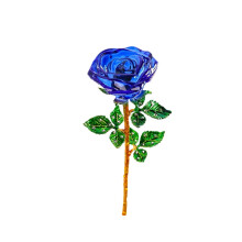Ornamento de rosa de cristal, flor de vidro de 24 cm (9,5 polegadas)