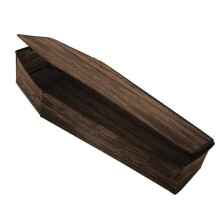 60in Brown Realistic Wooden Coffin with Lid