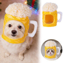 Sombrero con forma de jarra de cerveza para mascotas (gatos y perros) – Poliéster suave para fiestas