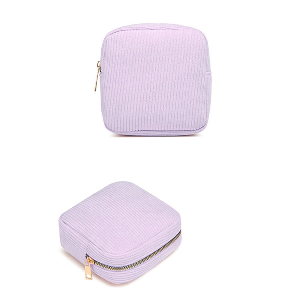 Corduroy Makuep Bag Small Coin Purse Fashionable Color Zippered Cosmetic Storage Toiletry Case for Women