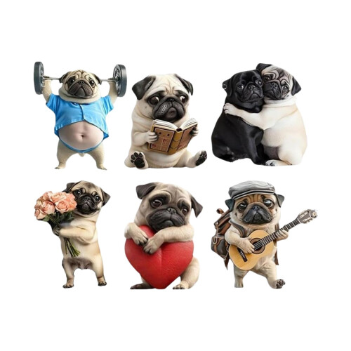 Ακρυλικός διαχύτης αυτοκινήτου Pug Clip2D με χαριτωμένο σχέδιο 2