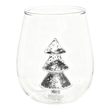 Christmas Stemless Wine Glasses, 3D Wine Glass Cup with Christmas Tree, Christmas Tree Glass Water Cup for Home Bar Christmas Party