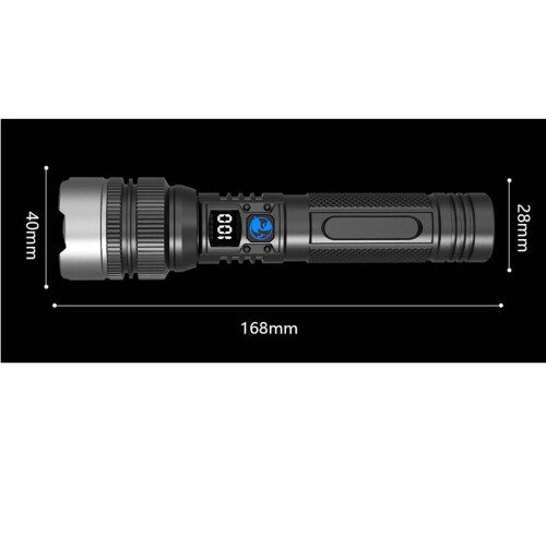 Επαναφορτιζόμενος τακτικός φακός USB-C 150000Lm, αδιάβροχος IPX7, 5 λειτουργίες, με 2