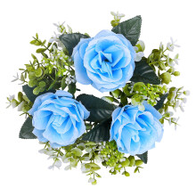 Coroa de rosas artificiais para velas de pilar