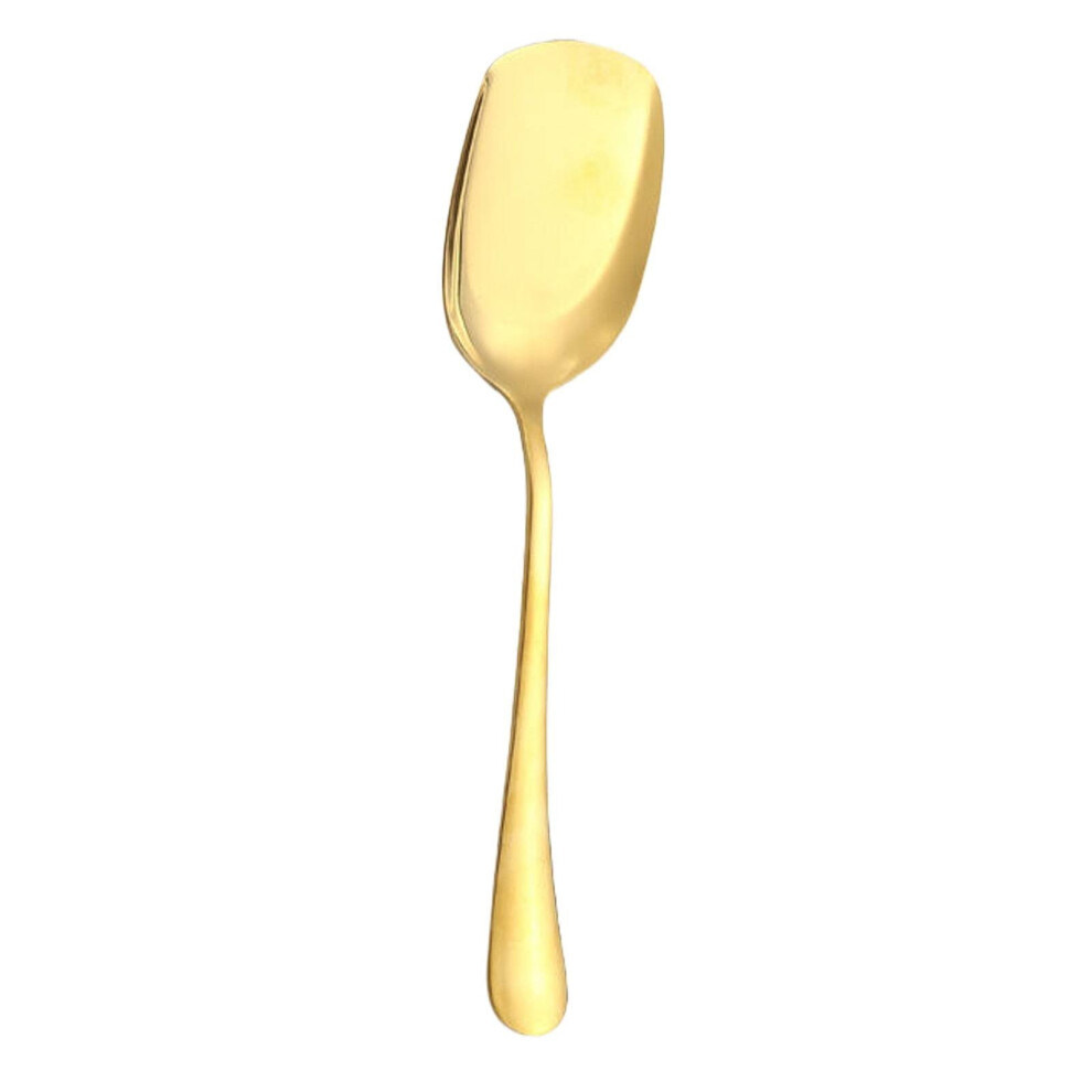 8.5" Stainless Steel Serving Spoon – Rustproof, Polished, Ideal For Home/Restaurant Use, Compatible With Buffet & Banquet Service Golden