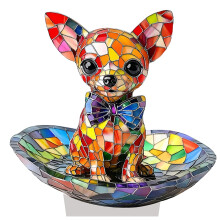 Décorations d'Halloween d'intérieur, Décoration de maison pour Halloween, Chien scintillant créatif en acrylique plat 2D, 29,7 x 19,8 x 2 cm