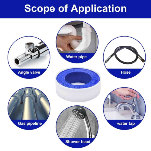 Ταινία στεγανοποίησης σπειρώματος PTFE, λευκή ταινία υδραυλικού 10 ρολά, για 1