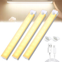 Luzes LED com sensor de movimento magnético, recarregáveis via USB-C, 3 unidades.